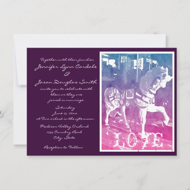 Prancing Carousel Horse Wedding Invitations (Front)