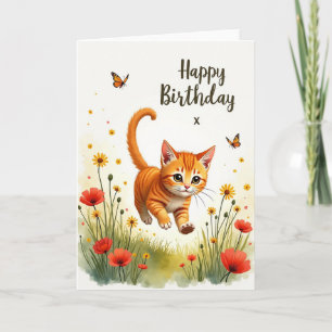 Prancing Cat Birthday Card