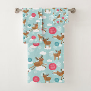 Prancing Christmas Reindeer Towel