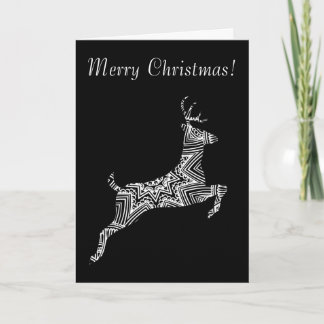 Prancing Deer Young Buck Pattern Merry Christmas Holiday Card