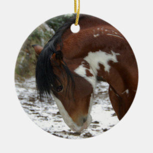 Prancing in Snow Ceramic Ornament
