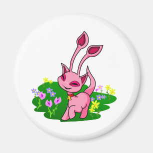 Prancing pink Aisha through flowers Magnet