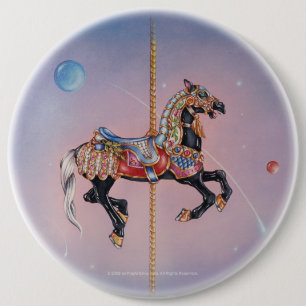 PRANCING PONY CAROUSEL 6 CM ROUND BADGE