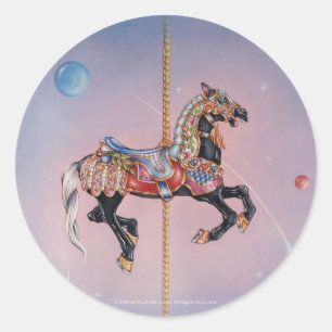 PRANCING PONY CAROUSEL CLASSIC ROUND STICKER