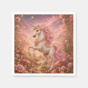 Prancing Unicorn in an Enchanted Meadow Napkin