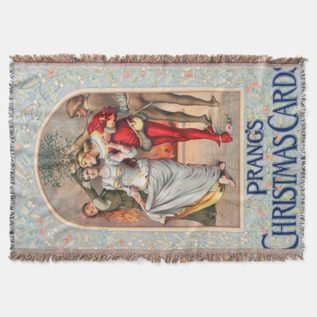 Prang's Christmas Card (ca. 1886) Throw Blanket (Front)