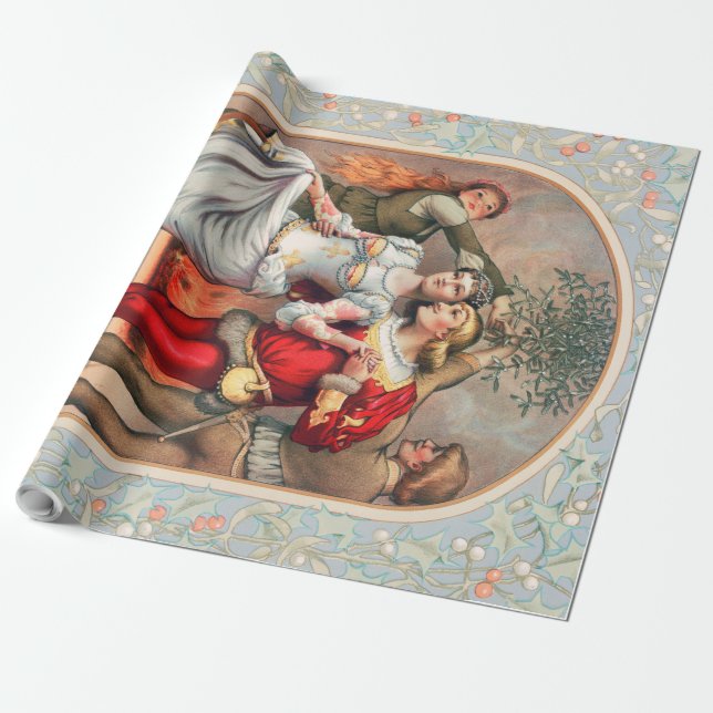 Prang's Christmas Card (ca. 1886) Wrap Paper (Unrolled)