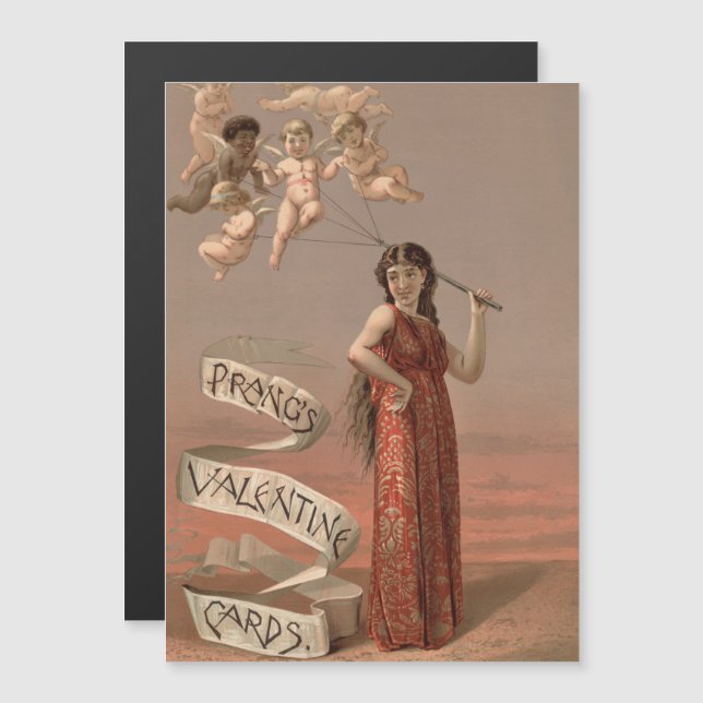 Prang's Valentine Cards AD, Woman & Cherubs (Front/Back)