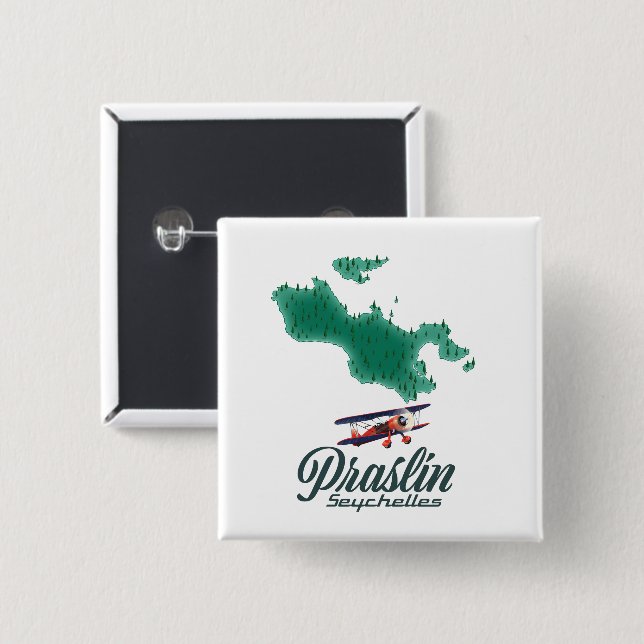 Praslin Seychelles map 15 Cm Square Badge (Front & Back)