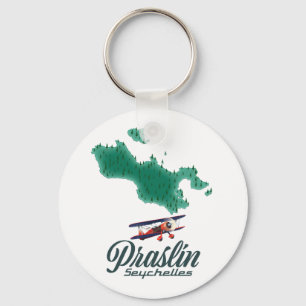 Praslin Seychelles map Key Ring
