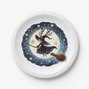Prato de Papel Viagem da Bruxa Natalina Paper Plate