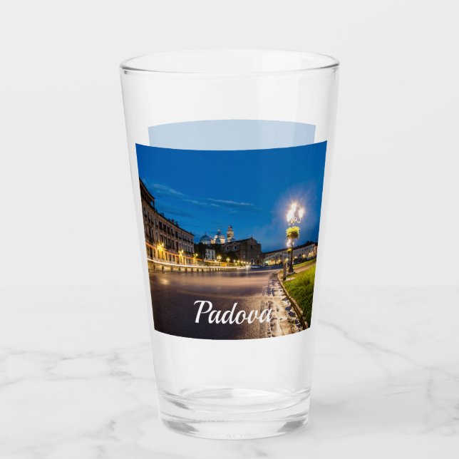 Prato della Valle at night in Padova, Italy Glass (Front)