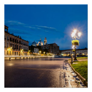 Prato della Valle at night in Padova, Italy Poster