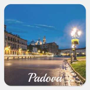 Prato della Valle at night in Padova, Italy Square Sticker