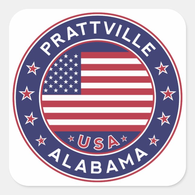 Prattville, Alabama Square Sticker (Front)