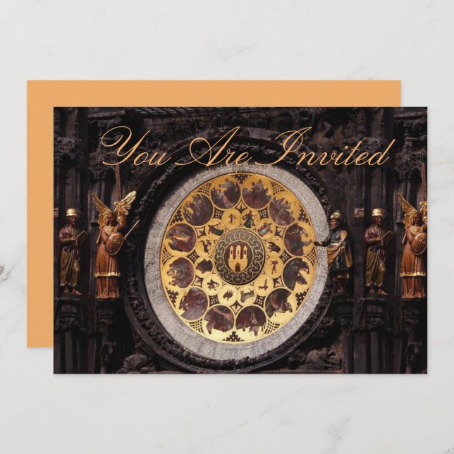 Prauge Clock Decoration Invitation (Front/Back)