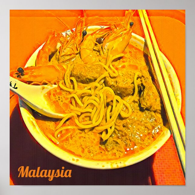 Prawn Laksa foodie Malaysia Asian travel Poster (Front)