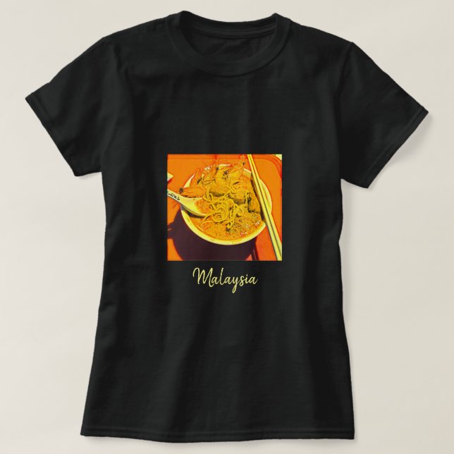 Prawn Laksa spicy foodie travel T-Shirt (Design Front)
