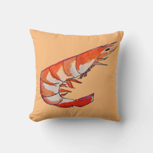 Prawn Shrimp seafood illustration Cushion