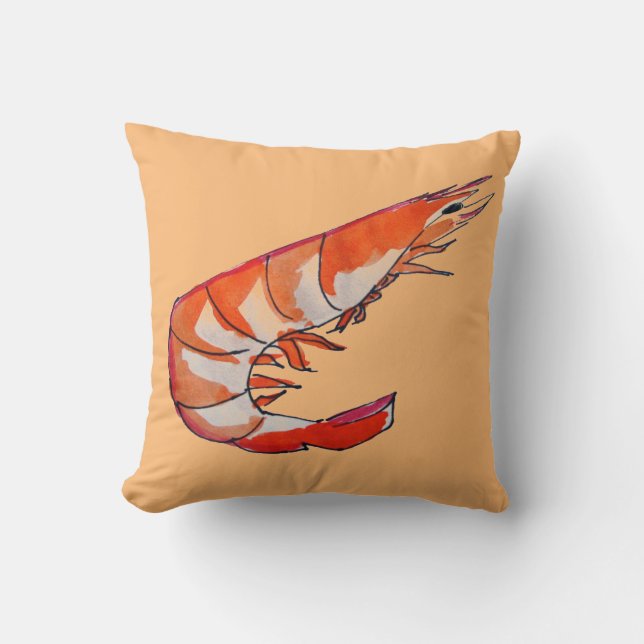 Prawn Shrimp seafood illustration Cushion (Front)