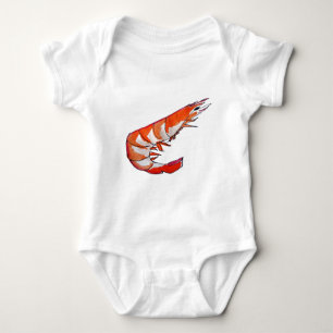 Prawn shrimp seafood kitsch art baby bodysuit