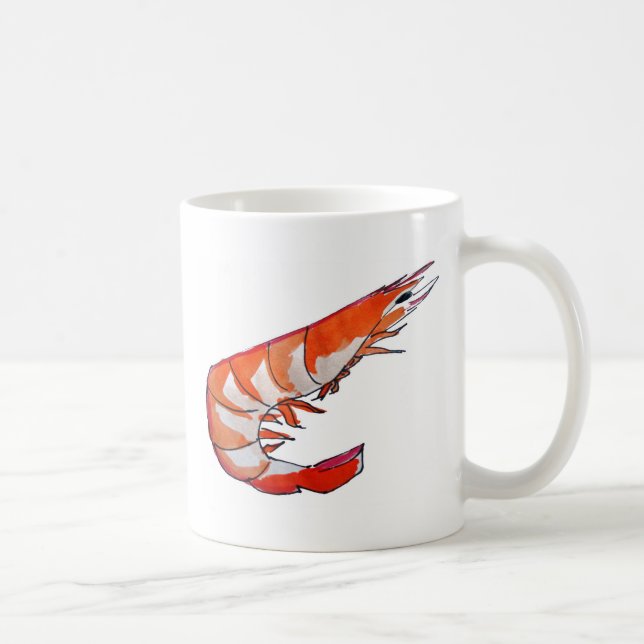 Prawn shrimp seafood kitsch art coffee mug (Right)