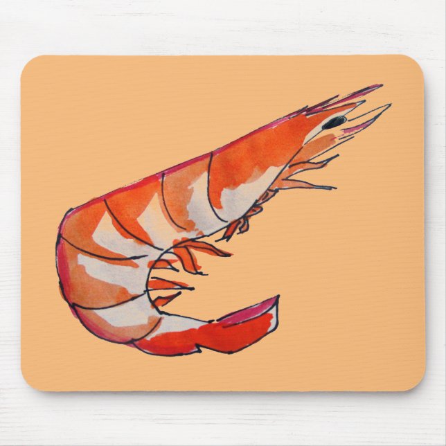 Prawn shrimp seafood kitsch art mouse pad (Front)
