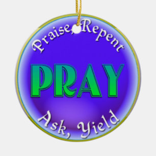 PRAY ACRONYM CHRISTIAN ORNAMENT CHRISTMAS