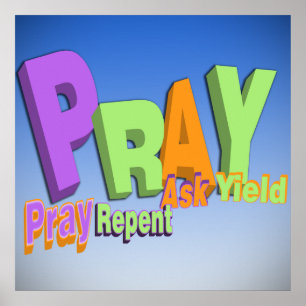 PRAY ACRONYM - PRAY REPENT ASK YIELD POSTER
