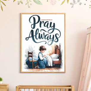 Pray Always Boho Christian Nursery Wall Art Print