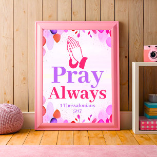 Pray Always Boho Christian Teen Girl Wall Art
