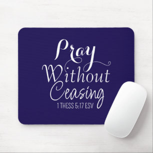 Pray Bible Verse Christian Prayer Dark Blue Mouse Pad