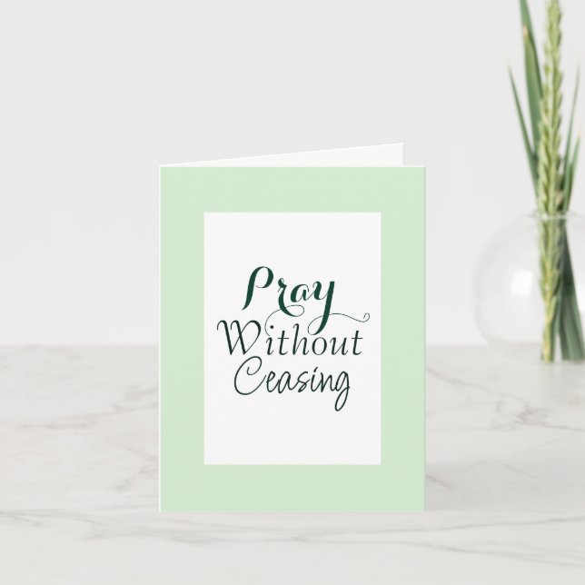 Pray Bible Verse Christian Prayer Green and White Card (Front)