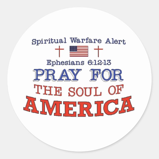 PRAY FOR AMERICA CLASSIC ROUND STICKER (Front)