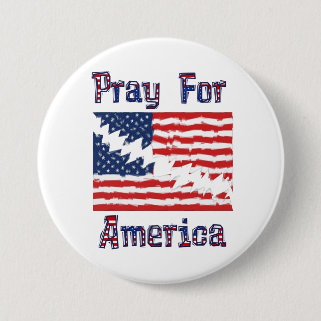 PRAY FOR AMERICA Distressed Divided American Flag 7.5 Cm Round Badge (Front)