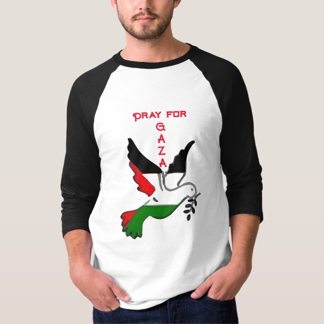 Pray for Gaza Unisex Ragland  T-Shirt (Front)