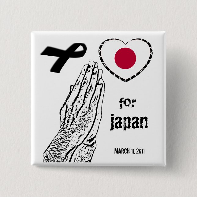 Pray for Japan 15 Cm Square Badge (Front)