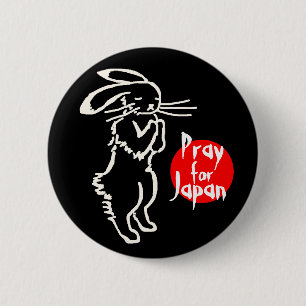 Pray for Japan(1 rabbit) 6 Cm Round Badge