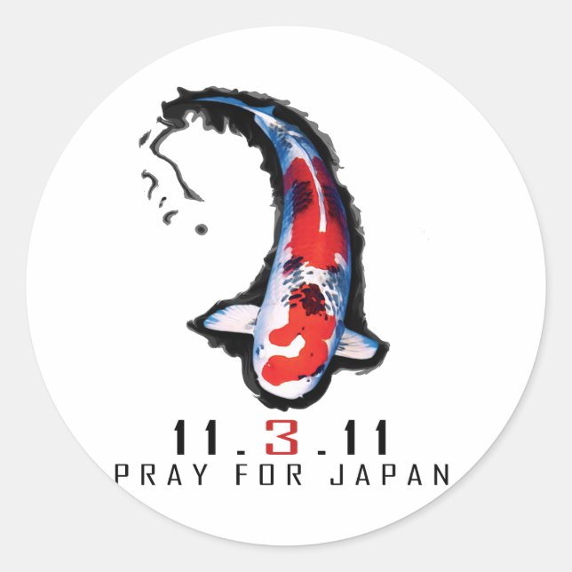 Pray For Japan Classic Round Sticker (Front)