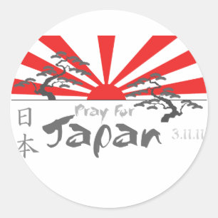 Pray for Japan with the Rising Sun Classic Round Sticker