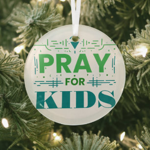 Pray for kids glass tree decoration