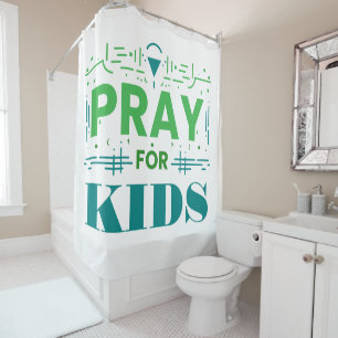 Pray for kids shower curtain