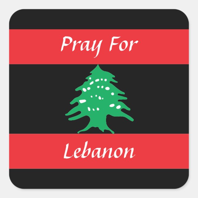 Pray For Lebanon Throw Pillow Square Sticker (Front)