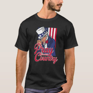 Pray For Our Country Nation Uncle Sam Usa Catholic T-Shirt