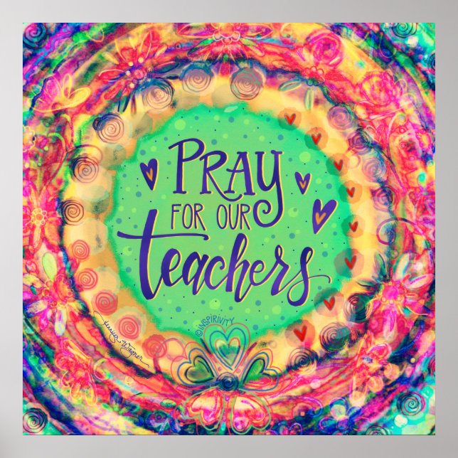 Pray for our Teachers Inspirivity School Education Poster (Front)