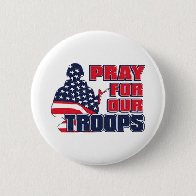 Pray For Our Troops 6 Cm Round Badge (Front)