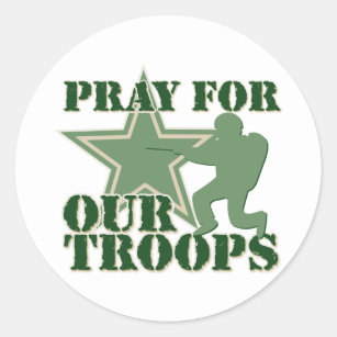 Pray for our troops classic round sticker