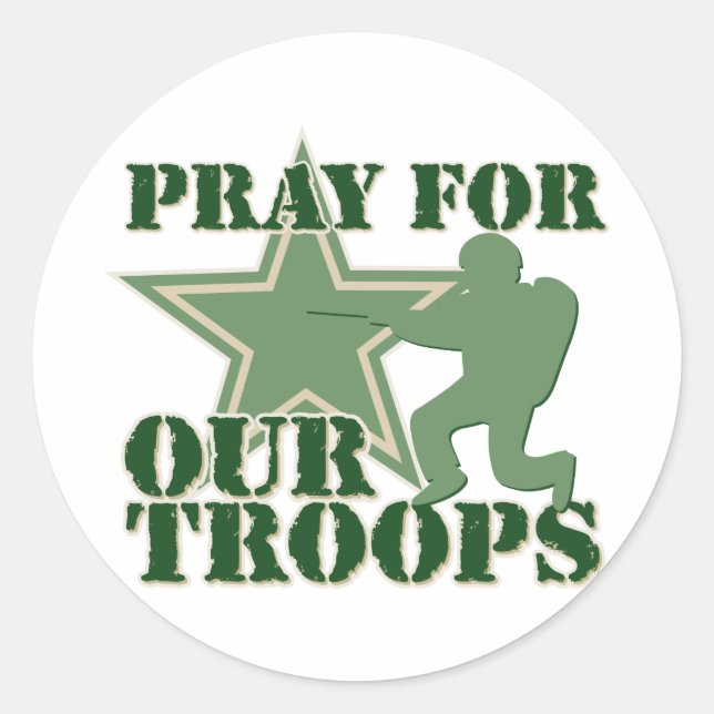 Pray for our troops classic round sticker (Front)