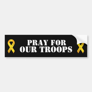 Pray for our Troops - Yellow Ribbon Bumper Sticker