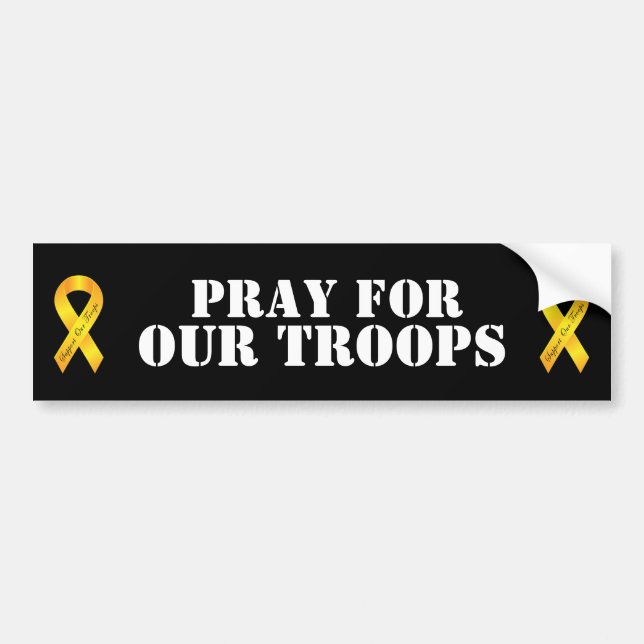 Pray for our Troops - Yellow Ribbon Bumper Sticker (Front)